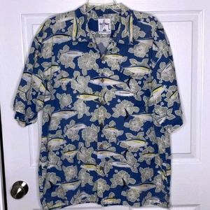 Guy Harvey Bluewater Wear Afico Short Sleeve Button Down Shirt Tuna Cotton XL
